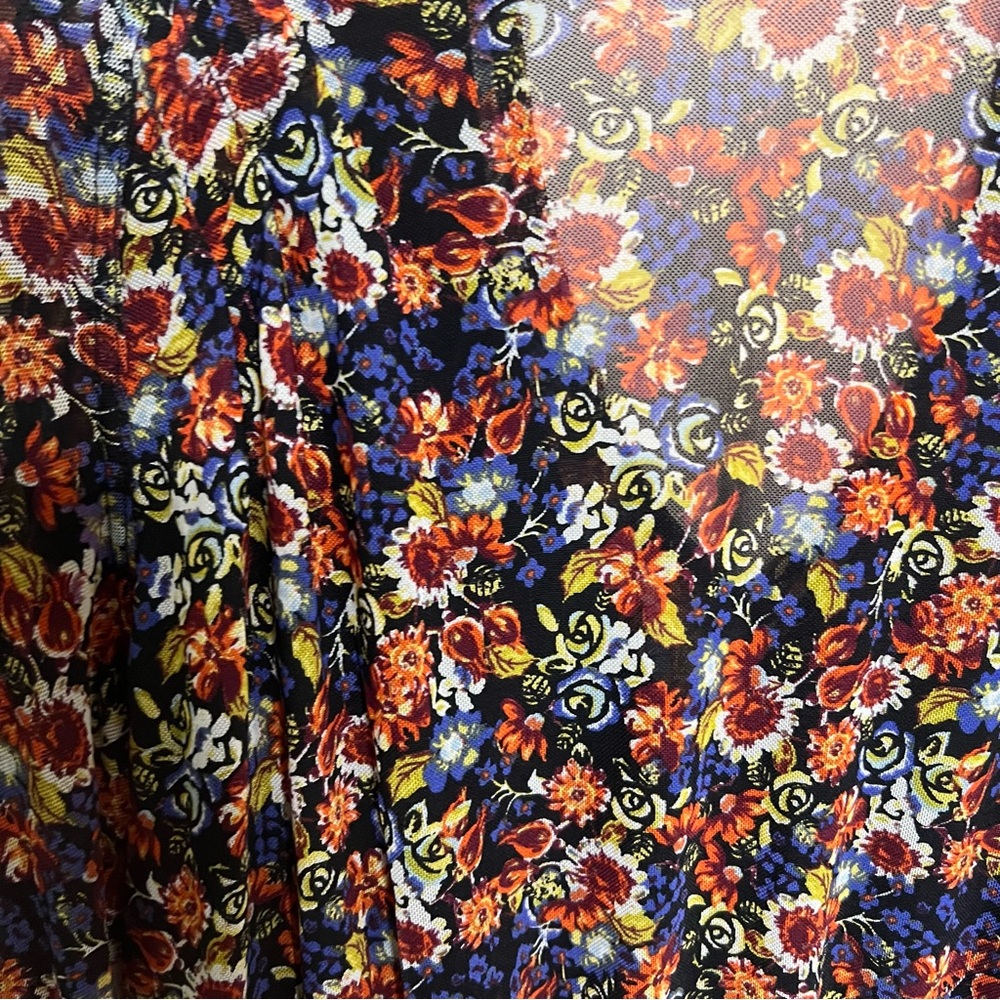 Free People All Dolled Up Mesh Sheer S Floral Long Sleeve Top Balloon High Neck - Picture 8 of 11